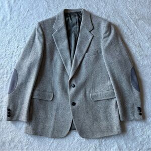 WoodMere Herringbone Wool Blazer Elbow Patches Two Button Closure Sport Coat 42S